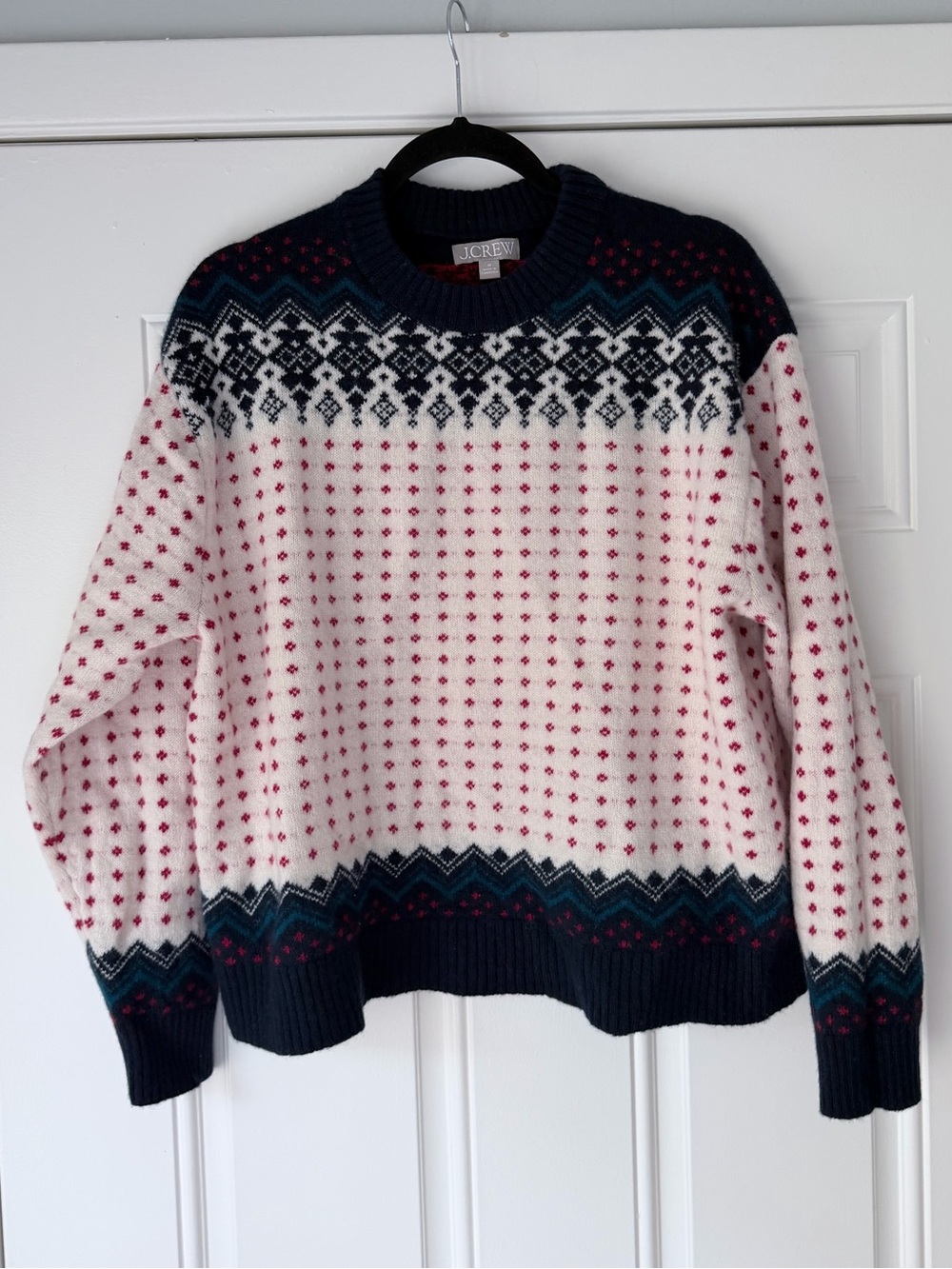 J. Crew size m Fair Isle crewneck sweater in vintage wool 100% lamb’s wool - Picture 2 of 6